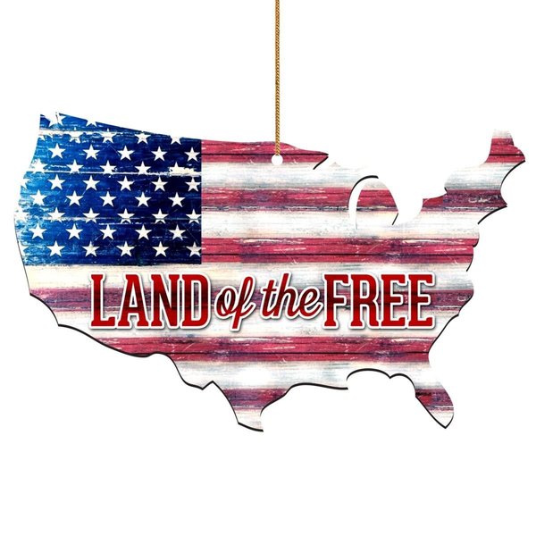 Designocracy Land of the Free America Wooden Ornament 99916WO